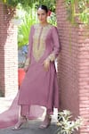 Buy Talking Threads Purple Silk Organza, Cotton, Spandex Sequins, Hand Embroidered Kurta Pant Set at Aza Fashions Buy_Talking Threads_Purple Silk Organza, Cotton, Spandex Sequins, Hand Embroidered Kurta Pant Set _at_Aza_Fashions