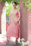 Buy Talking Threads Pink Silk Organza Sequins, Beads, Embroidery Round Marori Hand Kurta Pant Set at Aza Fashions Buy_Talking Threads_Pink Silk Organza Sequins, Beads, Embroidery Round Marori Hand Kurta Pant Set _at_Aza_Fashions