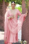 Buy Talking Threads Pink Silk Organza Sequins, Beads, Embroidery Round Marori Hand Kurta Pant Set Online at Aza Fashions Buy_Talking Threads_Pink Silk Organza Sequins, Beads, Embroidery Round Marori Hand Kurta Pant Set _Online_at_Aza_Fashions
