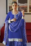 Talking Threads_Blue Kurta Crepe Embroidered Kashmiri Tilla Placket Sharara Set  _at_Aza_Fashions