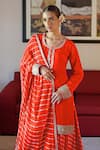 Talking Threads_Red Kurta Crepe Embroidered Kashmiri Tilla Round Cuffs Sharara Set  _at_Aza_Fashions