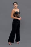 Talking Threads_Black Tulle Hand Embroidered Pencil Stones Corset And Pant Set  _Online_at_Aza_Fashions