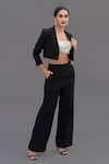 Buy_Talking Threads_Black Blazer And Pant Crepe Hand Embroidered Diamante Solid Short Set  _at_Aza_Fashions