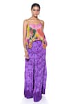 Buy_Siddhartha Bansal_Multi Color Crepe Embroidered Asymmetric Top And Printed Palazzo Set  _at_Aza_Fashions