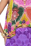 Buy_Siddhartha Bansal_Multi Color Crepe Embroidered Asymmetric Top And Printed Palazzo Set  