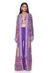 Siddhartha Bansal_Purple Shrug And Sharara Crepe Embroidered Paisley Print Long Set  _Online_at_Aza_Fashions