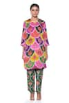 Buy_Siddhartha Bansal_Multi Color Tunic Organza Satin Printed Pattern Kurta And Pant Set  _Online_at_Aza_Fashions