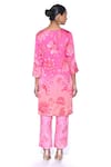 Shop_Siddhartha Bansal_Pink Tunic Organza Satin Printed Paisley V Neck Kurta And Pant Set  _at_Aza_Fashions