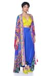 Buy_Siddhartha Bansal_Multi Color Blouse Linen Saltin Printed Asymmetric Harem Pant Set  