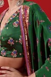 Buy_Siddhartha Bansal_Green Blouse Linen Saltin Printed Blossom Asymmetric Harem Pant Set  _Online_at_Aza_Fashions