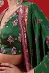 Buy_Siddhartha Bansal_Green Blouse Linen Saltin Printed Blossom Asymmetric Harem Pant Set  