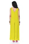 Shop_Siddhartha Bansal_Green Pure Crepe Solid V-neck Asymmetric Jumpsuit  _at_Aza_Fashions