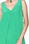 Buy_Siddhartha Bansal_Green Pure Crepe Solid V-neck Asymmetric Jumpsuit  _Online_at_Aza_Fashions