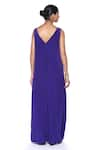 Shop_Siddhartha Bansal_Purple Pure Crepe Solid V-neck Box Pleated Jumpsuit  _at_Aza_Fashions