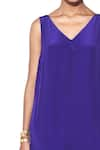 Buy_Siddhartha Bansal_Purple Pure Crepe Solid V-neck Box Pleated Jumpsuit  _Online_at_Aza_Fashions