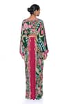 Shop_Siddhartha Bansal_Green Pure Crepe Print Mystic Fleur V Neck Kaftan  _at_Aza_Fashions