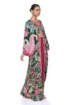 Shop_Siddhartha Bansal_Green Pure Crepe Print Mystic Fleur V Neck Kaftan  _Online_at_Aza_Fashions