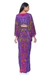 Shop_Siddhartha Bansal_Purple Crepe Print Bougainvillea V Neck Fleur Kaftan _at_Aza_Fashions