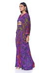 Siddhartha Bansal_Purple Crepe Print Bougainvillea V Neck Fleur Kaftan  _Online_at_Aza_Fashions