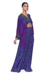 Buy_Siddhartha Bansal_Purple Crepe Print Morning Glory Fleur V Neck Kaftan  _at_Aza_Fashions