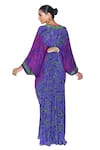 Shop_Siddhartha Bansal_Purple Crepe Print Morning Glory Fleur V Neck Kaftan  _at_Aza_Fashions