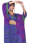 Siddhartha Bansal_Purple Crepe Print Morning Glory Fleur V Neck Kaftan  _Online_at_Aza_Fashions