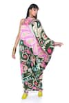 Buy_Siddhartha Bansal_Multi Color Satin Print Vintage Moonflower High Neck Collar Maxi Dress  _at_Aza_Fashions