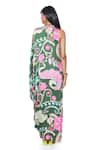 Shop_Siddhartha Bansal_Multi Color Satin Print Vintage Moonflower High Neck Collar Maxi Dress  _at_Aza_Fashions