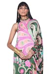 Buy_Siddhartha Bansal_Multi Color Satin Print Vintage Moonflower High Neck Collar Maxi Dress  