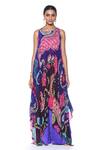 Buy_Siddhartha Bansal_Purple Tunic Shell Silk Embellished High Low With Flared Pant  _at_Aza_Fashions
