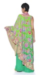 Shop_Siddhartha Bansal_Green Crepe Print Paisley Bloom High Neck Cape Dress With Jumpsuit  _at_Aza_Fashions