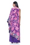 Shop_Siddhartha Bansal_Purple Crepe Embroidery High Neck Petunia Fleur Print Cape Dress With Jumpsuit _at_Aza_Fashions