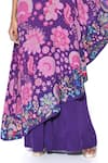 Siddhartha Bansal_Purple Crepe Embroidery High Neck Petunia Fleur Print Cape Dress With Jumpsuit _Online_at_Aza_Fashions