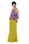 Siddhartha Bansal_Blue Top Shell Crepe Print Playful Damask Semi Strappy With Palazzo  _at_Aza_Fashions