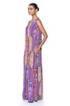 Shop_Siddhartha Bansal_Purple Pure Crepe Printed Floral V-neck Mughal Jumpsuit  _at_Aza_Fashions