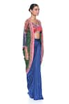 Buy_Siddhartha Bansal_Green Shrug Pure Crepe Printed Floral V Neck Embroidered Skirt Set  _Online_at_Aza_Fashions