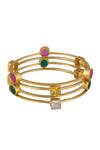 Nepra By Neha Goel_Gold Plated Stones Embellished Bangles - Set Of 4_at_Aza_Fashions