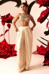 Buy_Bhumika Sharma_Ivory Net, Twill Beads, Mirrors, Sequins, And Embroidered Blouse With Pant _at_Aza_Fashions