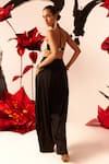 Shop_Bhumika Sharma_Black Net, Twill Mirrors, Sequins, Stones And Embroidered Blouse With Pant _at_Aza_Fashions