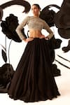 Buy_Bhumika Sharma_Black Organza, Net Pearls, Persian Fleur Embroidered Blouse With Gathered Skirt _at_Aza_Fashions