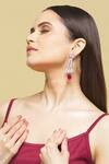 Nepra By Neha Goel_White Zari Leaf Pattern Dangler Earrings_at_Aza_Fashions