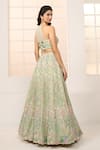 Aariyana Couture_Green Blouse And Lehenga- Viscose Organza Embroidered Floral Garden Halter Set _Online_at_Aza_Fashions