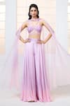 Buy_Aariyana Couture_Purple Bustier- Butterfly Net Hand Corset Shaded Sharara Set _at_Aza_Fashions