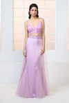 Shop_Aariyana Couture_Purple Bustier And Drape- Butterfly Net Hand & Fish Cut Skirt Set _Online_at_Aza_Fashions