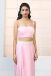 Shop_Aariyana Couture_Pink Bustier And Draped Skirt- Modal Satin Hand Cape With Set _Online_at_Aza_Fashions