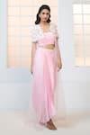 Shop_Aariyana Couture_Pink Bustier And Draped Skirt- Modal Satin Hand Cape With Set 