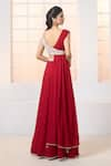 Aariyana Couture_Red - Dupion Hand Embroidered 1 V Neck Draped And With Lehenga _Online