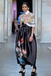 Pankaj & Nidhi_Ivory Silk Organza Embroidered Applique Collared Cropped Kimono Cape _Online_at_Aza_Fashions