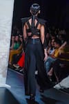 Shop_Pankaj & Nidhi_Black Silk Organza And Satin Noire Encrusted Pourpoint Work Harness  _at_Aza_Fashions