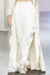 Pankaj & Nidhi_Ivory Queen Of Spades Lily Encrusted Long Draped Dhoti Pant Set  _Online_at_Aza_Fashions